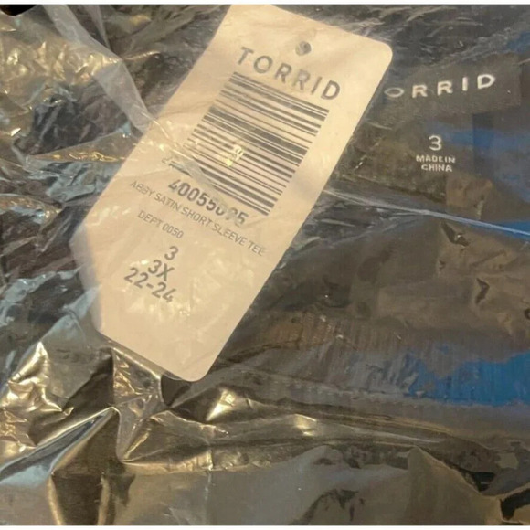 Torrid Plus 3 Black Satin Crew Neckline Short Sleeve Tee - Picture 6 of 6